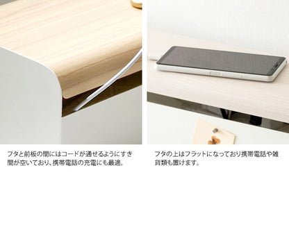 木目スチール製ケーブルボックス 配線収納 コードボックス タコ足 マルチタップ隠し