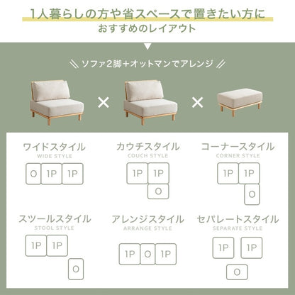 ソファ 3脚セット 幅240cm (80cm x3) ファブリック ポケットコイル ゆったり座面 ローソファ 自由レイアウト