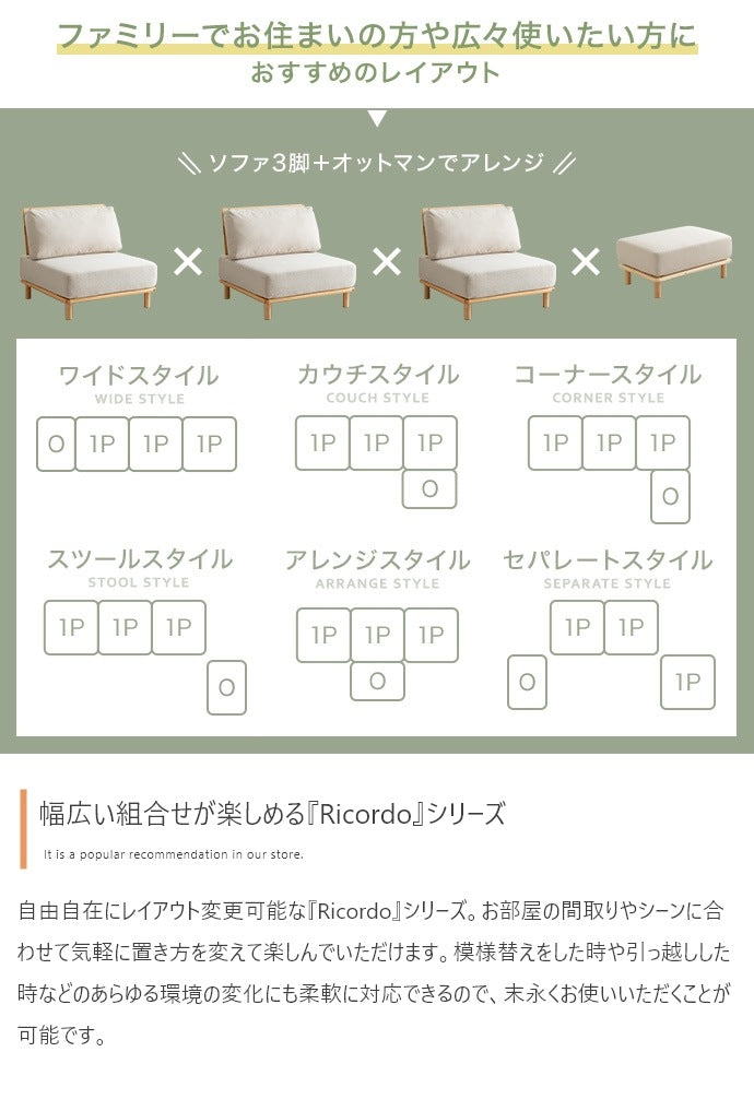 ソファ 3脚セット 幅240cm (80cm x3) ファブリック ポケットコイル ゆったり座面 ローソファ 自由レイアウト