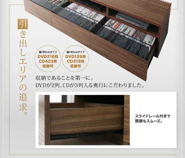 テレビボード+キャビネット ガラス扉 add9 テレビボード幅140cm テレビボードシリーズ2点セット