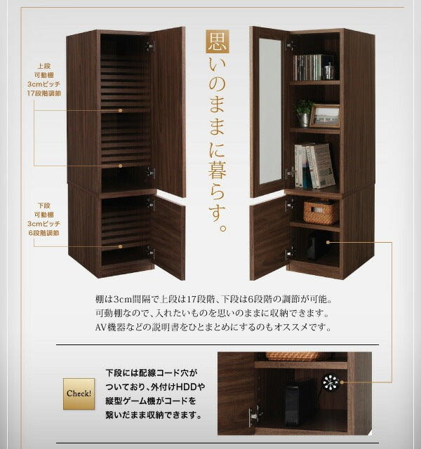 テレビ台 + 木扉キャビネット 2点セット PLAN-D ローボード幅140cm キャビネット幅30cm
