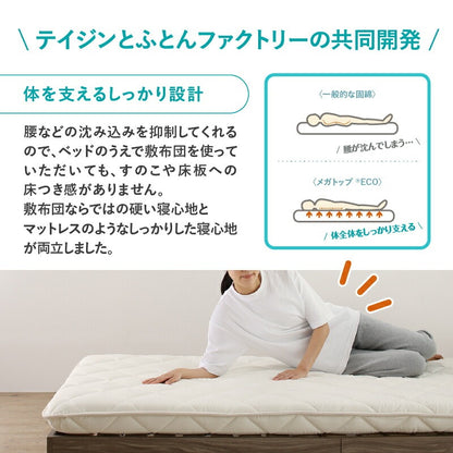 ベッドにも使える 敷布団 セミシングル SS 和布団派 メガトップECO 日本製