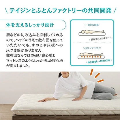 ベッドにも使える 敷布団 シングル S 和布団派 メガトップECO 日本製