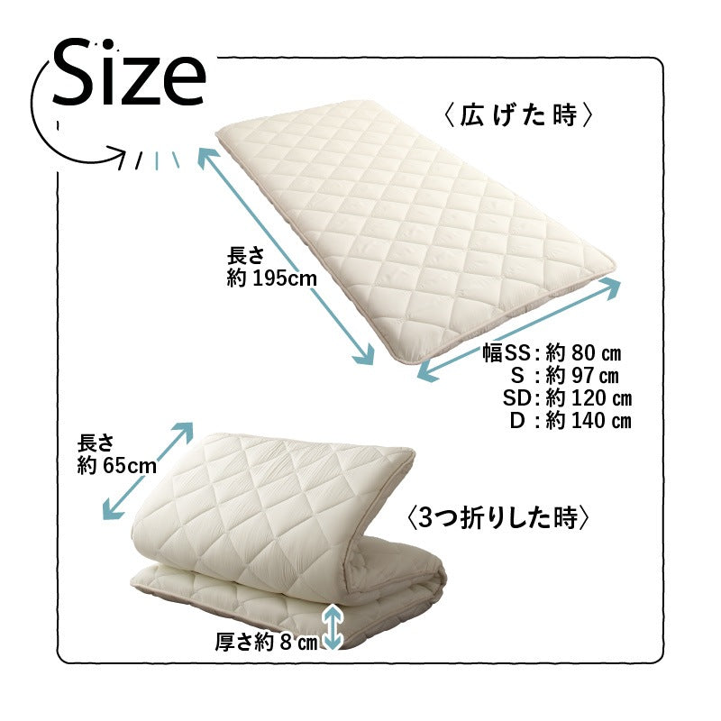 ベッドにも使える 敷布団 シングル S 和布団派 メガトップECO 日本製