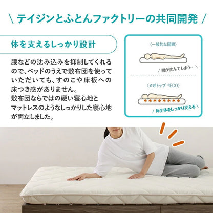 ベッドにも使える 敷布団 セミダブル SD 和布団派 メガトップECO 日本製