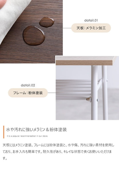 シンプル センターテーブル 棚付き 80x45cm コンパクト 大理石調／木目調　かんたん組立