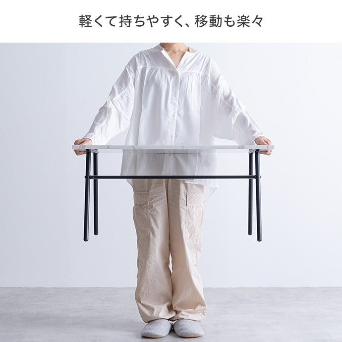 シンプル センターテーブル 棚付き 80x45cm コンパクト 大理石調／木目調　かんたん組立