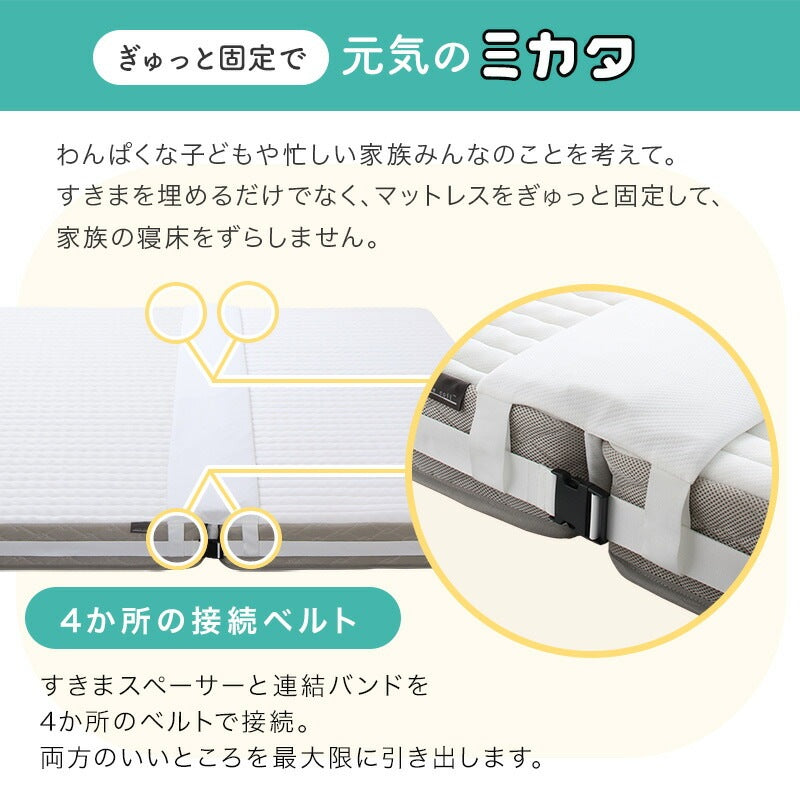 ２つのベッドの隙間を無くす マットレス隙間スペーサー 連結 ウレタンフォーム 白