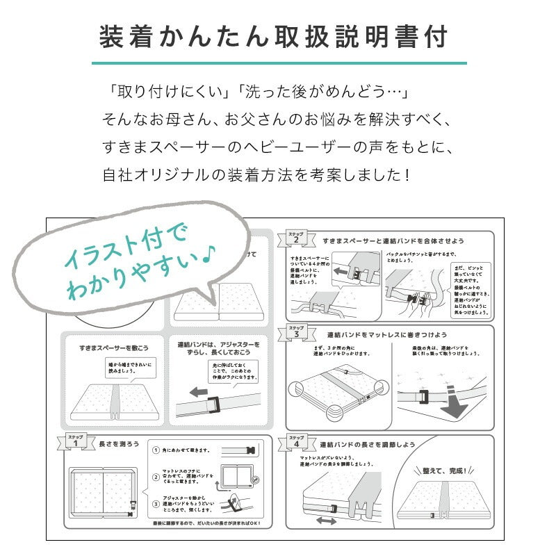 ２つのベッドの隙間を無くす マットレス隙間スペーサー 連結 ウレタンフォーム 白