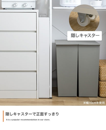 収納時がスマート すきま収納ラック 幅16cm 隠しキャスター 可動棚 キッチン／デスク横