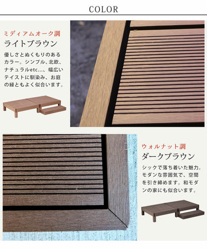人口ウッドデッキ 人口木 （縁台x2 + ステップ） フェンス別売 ecofeel ビスなし安全設計