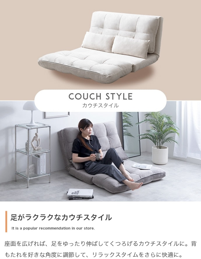3wayリクライニングソファベッド 幅100cm ソファ／カウチ／ベッド 6段階リクライニング機能 クッション付き