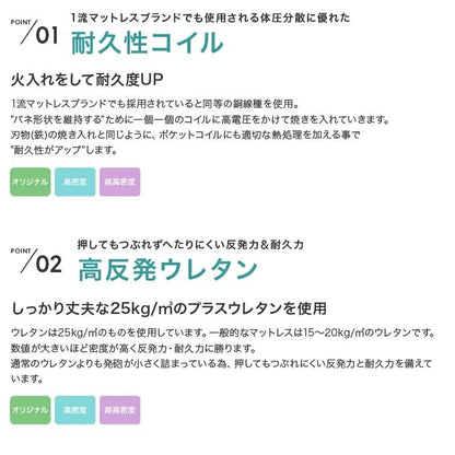 ダブルベッド + マットレスセット 引出し収納／コンセント／棚 ポケットコイルマットレス