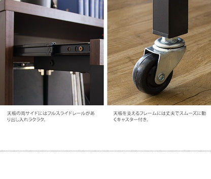 PCデスク 幅90cm コンセント付き シンプル 足元収納 スライダー付き