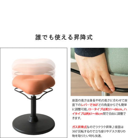 姿勢矯正 脳を活性化 プロポーションスツール 昇降式 三角形 ロータイプ 高さ51cm-66cm