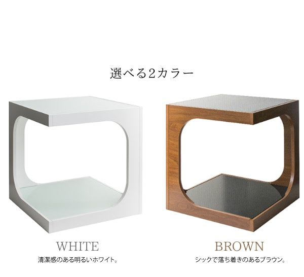 サイドテーブル ARCA ガラス天板 キューブ型