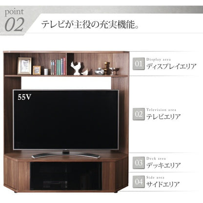 大型テレビ対応 テレビボード 65インチまで キャスターで移動ラクラク 収納 ブラックガラス 木目柄 スタイリッシュ テレビラック