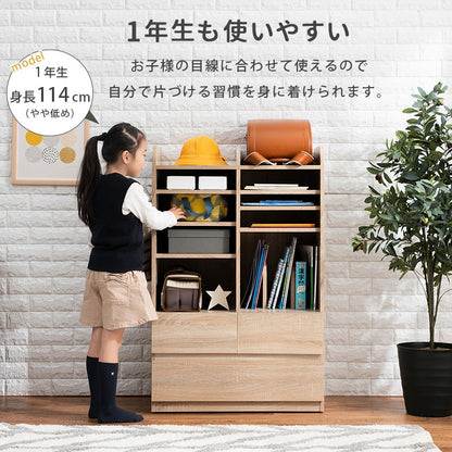 ランドセルラック 移動キャスター 大容量収納 サイドフック 幅68.5cm 高さ107cm 奥行41.5cm