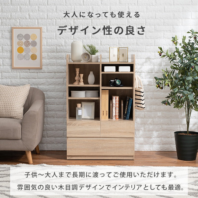 ランドセルラック 移動キャスター 大容量収納 サイドフック 幅68.5cm 高さ107cm 奥行41.5cm