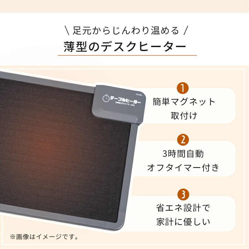 デスクヒーター 薄型 マグネットで張り付けるだけ 自動OFFタイマー 学習机などに 省電力