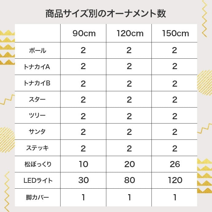 クリスマスツリー + オーナメントセット 高さ90cm 松ぼっくり LEDライト 脚カバー