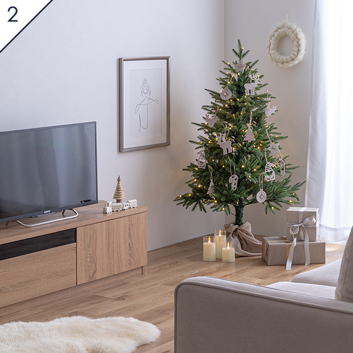 クリスマスツリー 高さ120cm ツリースカート LEDライトセッティング済