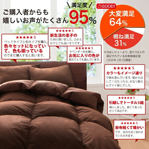 羽根布団 シングル8点セット （掛け布団 + 敷き布団or敷きパッド + 枕 + 掛布団カバー + 敷き布団カバーorボックスシーツ + 枕カバー + 洗い替え用枕カバー + 収納ケース）