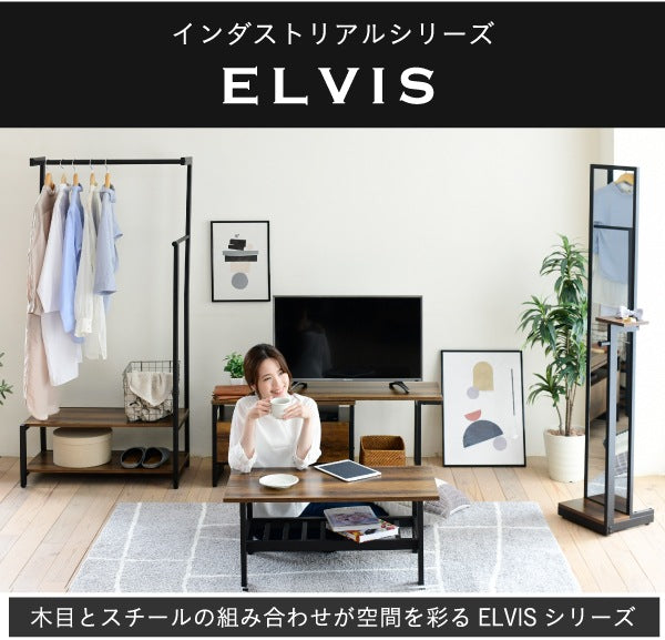 ローテーブル／インダストリアルデザイン 幅80cm×奥行40cm×高さ約35cm ヴィンテージ風 収納付き ブラック×ブラウン リビングテーブル 一人暮らし 在宅勤務