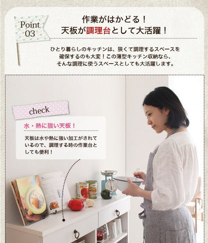 奥行24cm 日本製 スリム設計 薄型キッチン収納 食器棚 パントリー 幅59cm