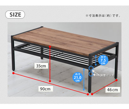リビングテーブル 天然木製 センターテーブル 90x46cm ローテーブル