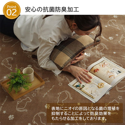 ねこ柄カーペット 絨毯 130x185cm ラグ 床暖房／ホットカーペット対応 オールシーズン