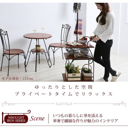 アンティーク調キッチンワゴン 高さ80cm ヨーロッパ風 キャスターロック