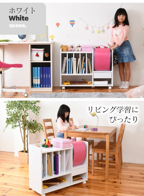 多機能ランドセルラック 幅82cm 高さ62.5cm カウンター下サイズ 本棚 引出し収納