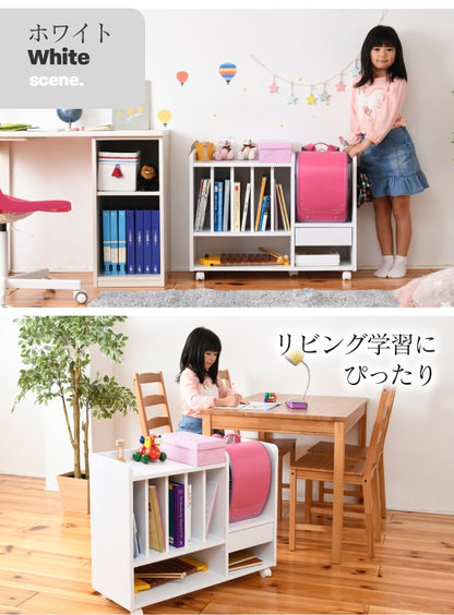 多機能ランドセルラック 幅82cm 高さ62.5cm カウンター下サイズ 本棚 引出し収納