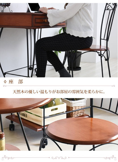 アンティーク風 カフェチェア ダイニングチェア 座面高42cm ロートアイアン 天然木