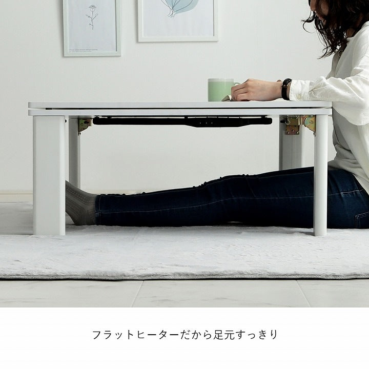 大理石調 こたつテーブル 80x80cm オールシーズン使用可能 フラットカーボンヒーター 1年保証 コントローラー調節