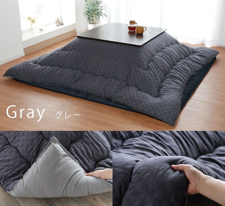 厚掛けこたつ布団 205x345cm 単品 インド綿100% 裏起毛 格子柄