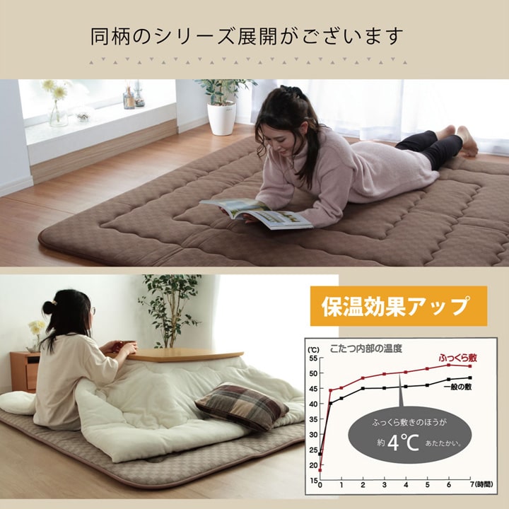 厚掛けこたつ布団 205x345cm 単品 インド綿100% 裏起毛 格子柄