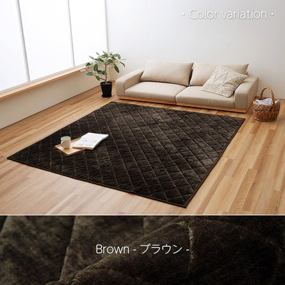 こたつ敷布団にも使える 洗えるカーペット 180x180cm フランネル素材 キルトカーペット 滑り止め