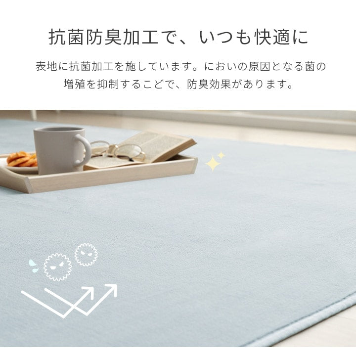 パステルカラーの長方形ラグ カーペット 200x300cm コンパクト 滑り止め 床暖房ホットカーペット対応 オールシーズン ふわふわ 洗濯可能