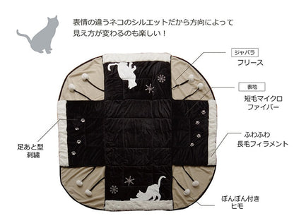 猫柄 こたつ布団 175x175cm 省スペースこたつ布団 フリース ねこ