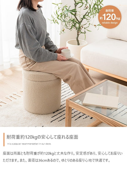ふわもこ 4wayドレッサースツール 座面高41.5cm リバーシブル天板 スツール／サイドテーブル／収納／オットマン
