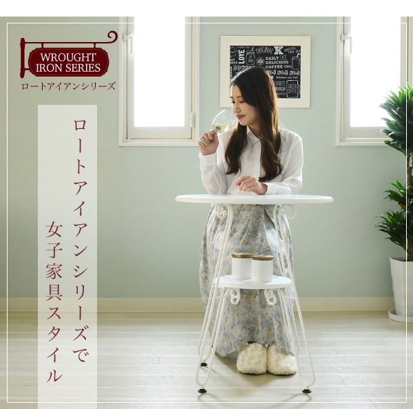 カフェテーブル 幅60cm 高さ70cm ロートアイアン 丸テーブル アンティーク風