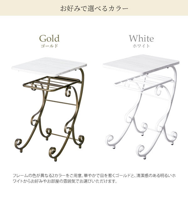 ナイトテーブル 高さ60cm ベッドサイドテーブル アンティーク調 Celestia