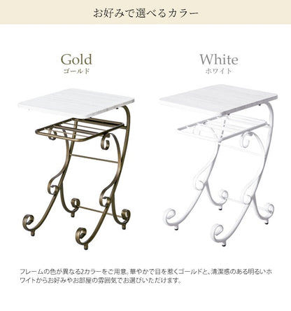 ナイトテーブル 高さ60cm ベッドサイドテーブル アンティーク調 Celestia