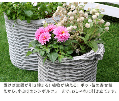 プランター バスケット調 円型 大サイズ 幅33cm レトロ
