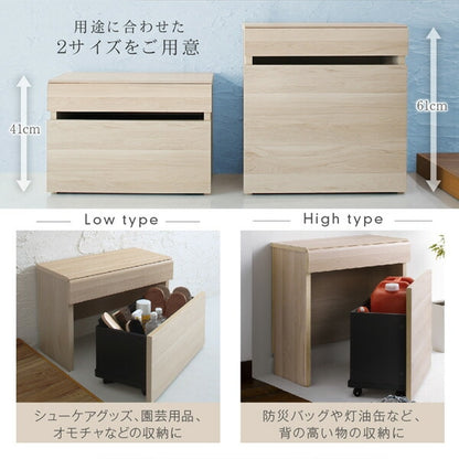玄関ベンチになる 収納キッズテーブル 幅59cm 高さ41cm ノイズレスデザイン 引き出し