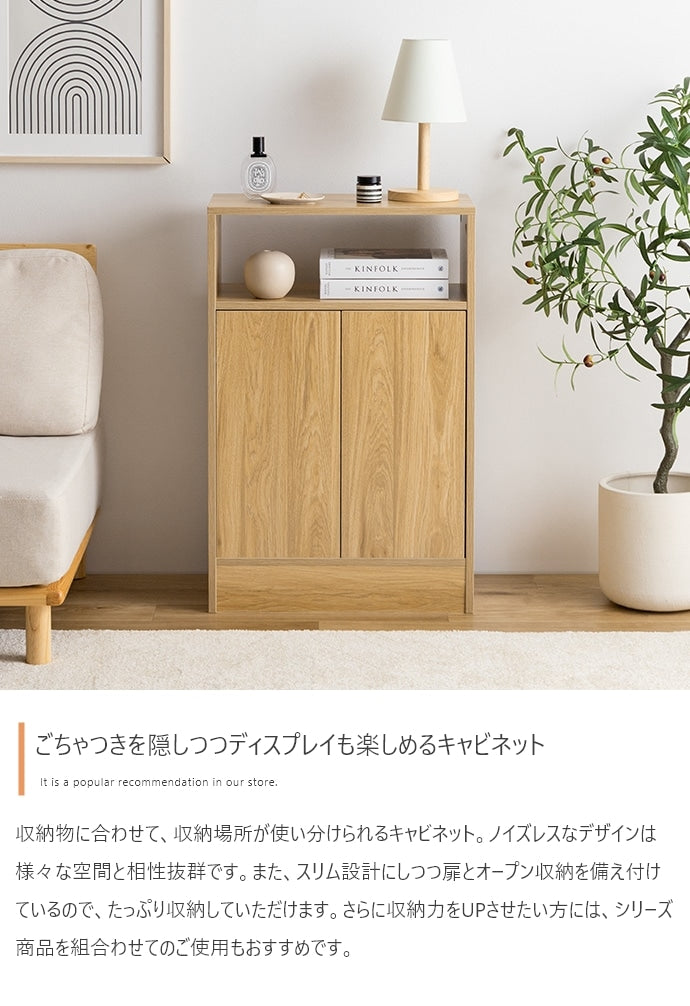 キャビネット 幅55cm シンプルモダン 扉付き収納 ノイズレス