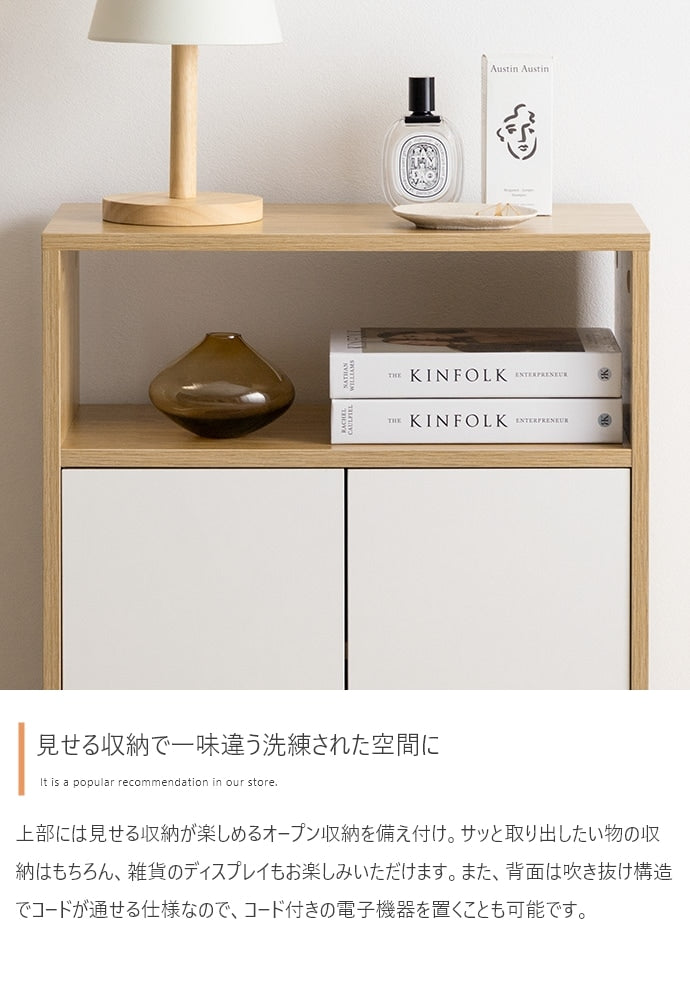 キャビネット 幅55cm シンプルモダン 扉付き収納 ノイズレス