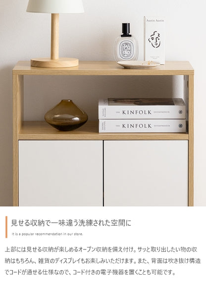 キャビネット 幅55cm シンプルモダン 扉付き収納 ノイズレス